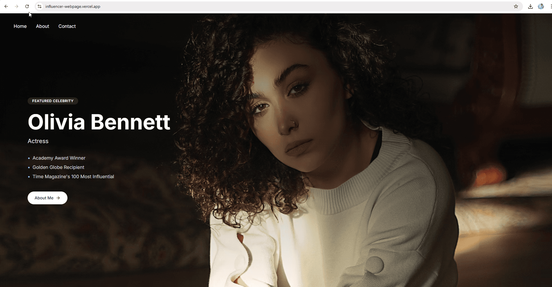 Influencer Web Page Design