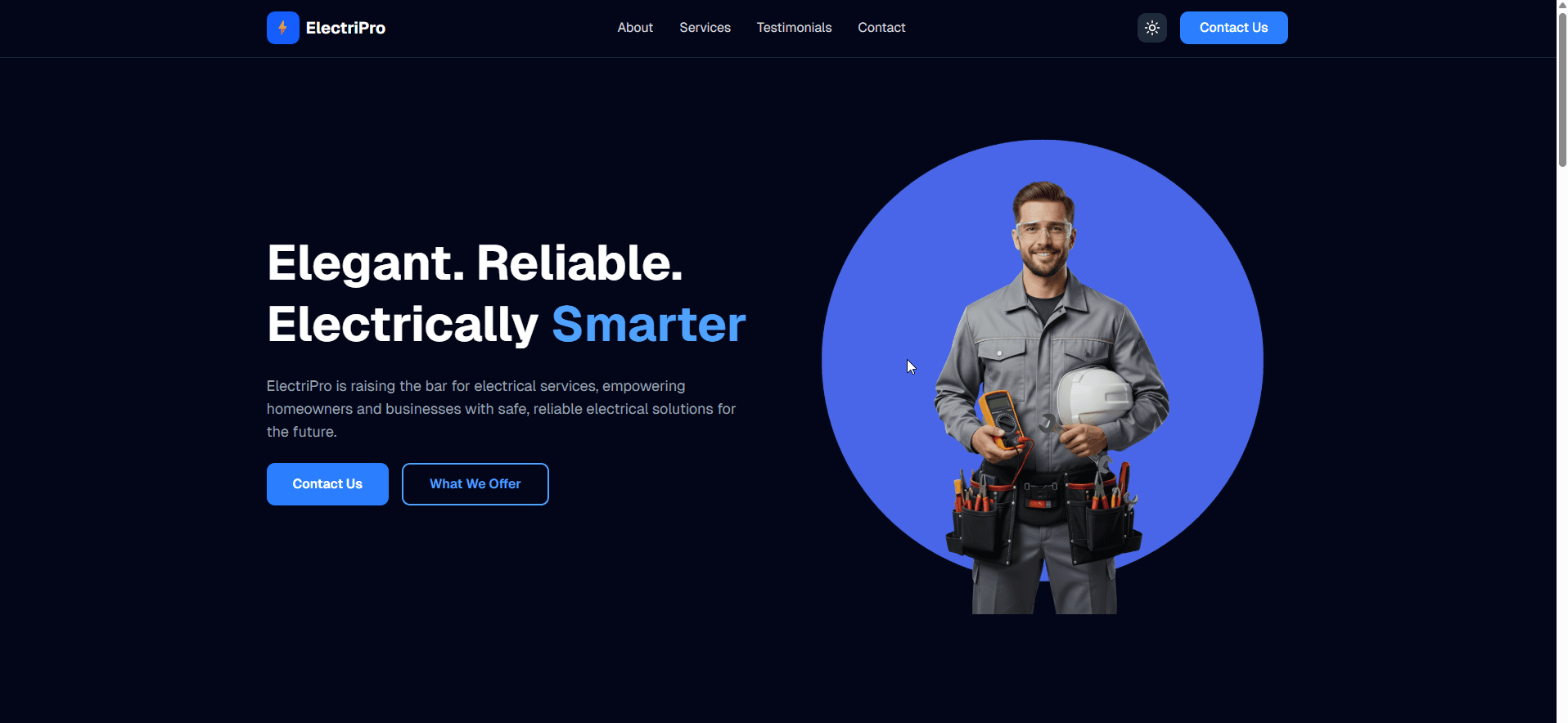 Modern Electrician Services Website